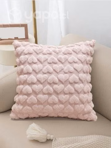Funda Pelo Corazón, Color Rosado Suave, 45x45
