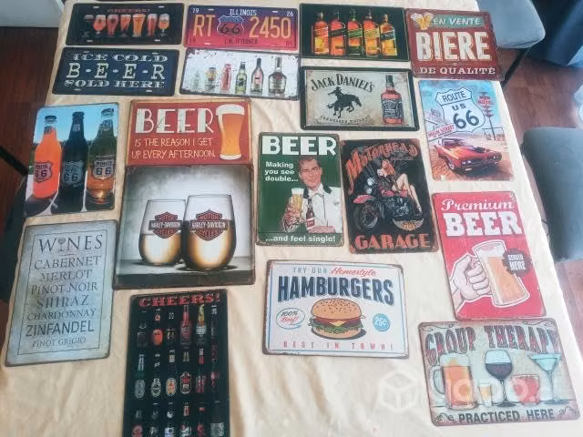 Placas de metal vintage decorativa