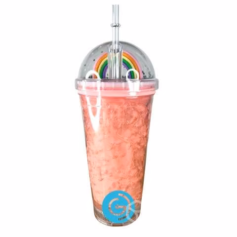 Vaso Rosado con Luz Exclusivo Arcoíris Kawaii GD