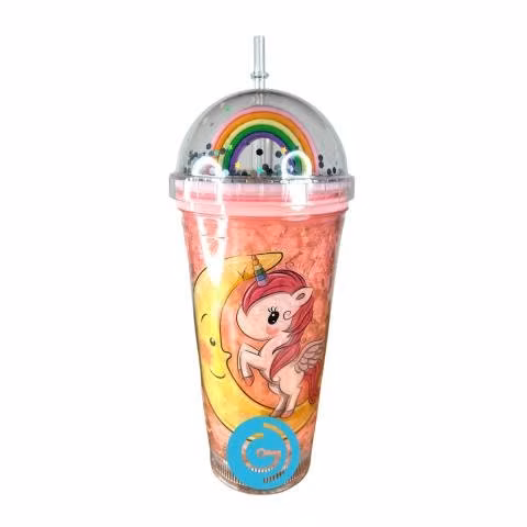 Vaso Rosado con Luz Exclusivo Arcoíris Kawaii GD