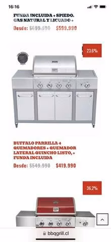 Parrilla a gas nueva embalada