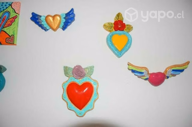 Corazon mexicano de yeso pintado a mano - Imagen 3