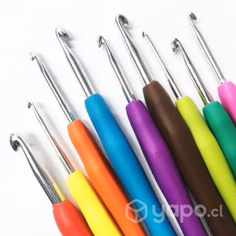 Set 9 Aguja Gancho Crochet Colores Pvc 2mm A 6mm - Imagen 3