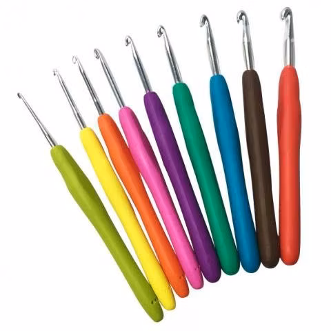 Set 9 Aguja Gancho Crochet Colores Pvc 2mm A 6mm