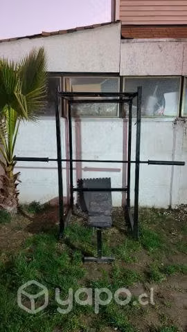 Jaula de ejercicios, más barra, más silla reclinab