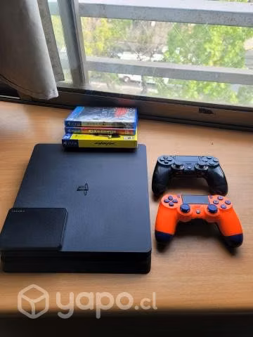 Playstation 4 + jueg. fisicos + cta 50 juegos +2 m