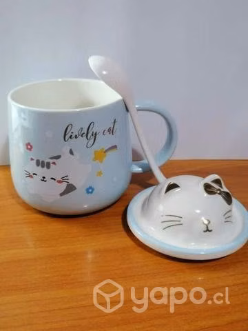 Taza de gato con cuchara
