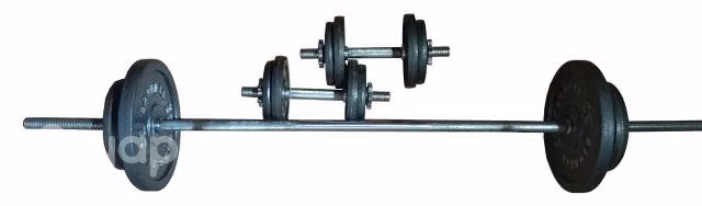 60 Kg En Discos + Par De Mancuernas + Barra Recta