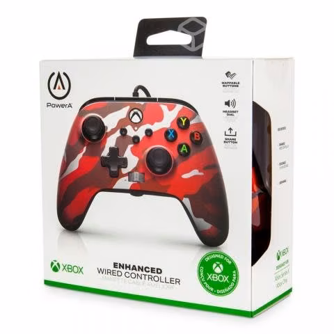 Powera control camuflaje rojo con cable