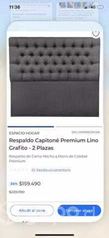 Respaldo Capitoné Premium Lino Grafito - Imagen 4