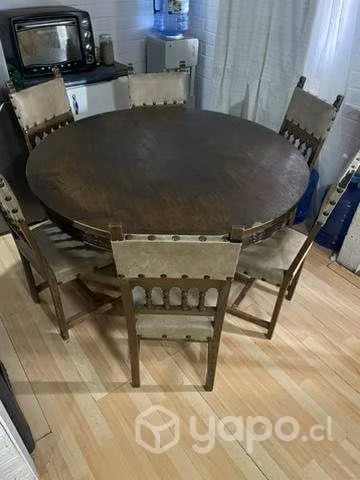 Comedor tallado de encina con 6 sillas