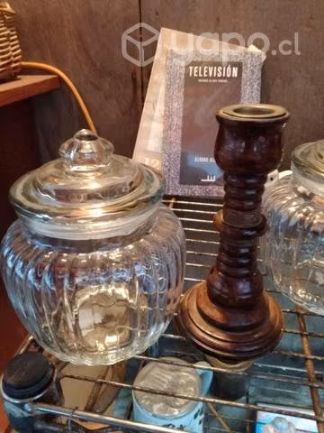 Candelabro de madera con bronce
