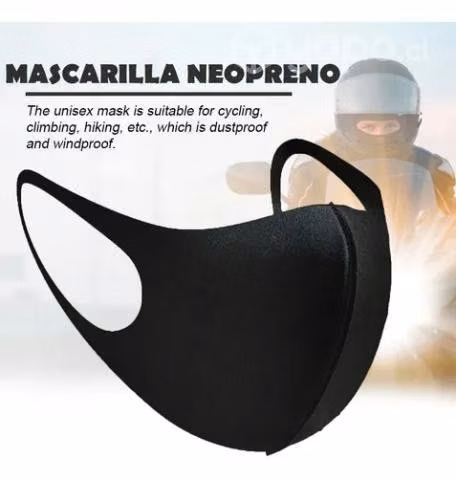 Mascarilla Boca Negra Neopreno Impermeable Unisex