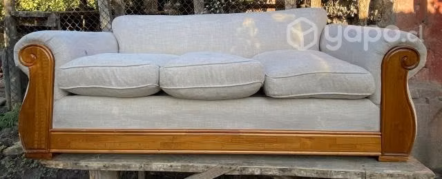 Sofa 3 cuerpos, de tela color beige