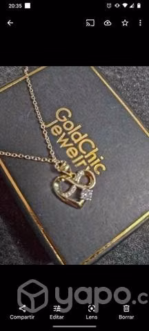 Collar corazon brillantes plateado y dorado