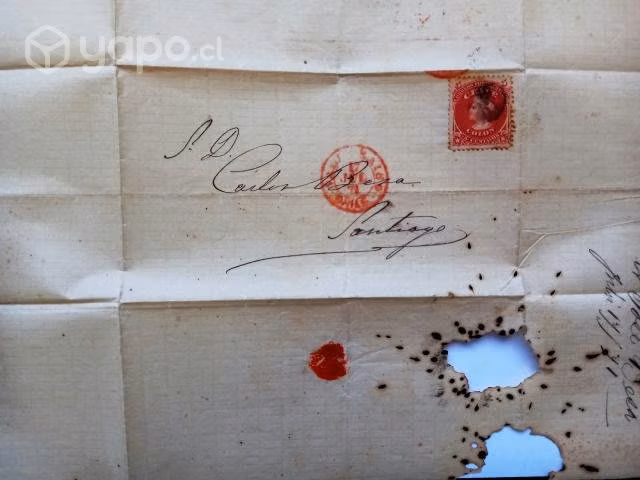 Sello chileno en sobre esquela de Julio 1871 - Imagen 2