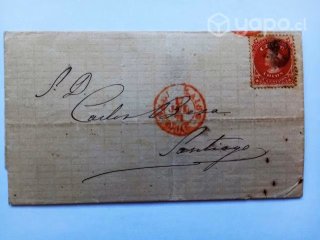 Sello chileno en sobre esquela de Julio 1871 - Imagen 3