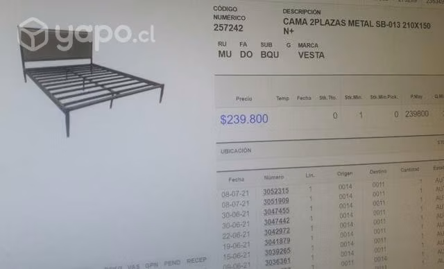Cama metal 2 plazas