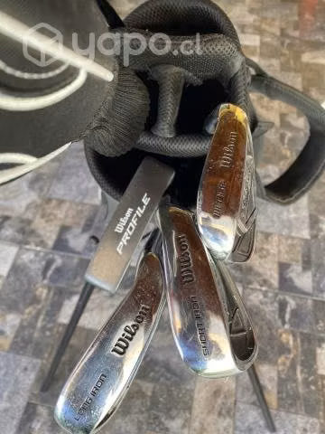 Palos de golf junior y carro de arrastre