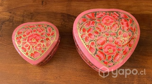 Set 2 Cajitas Joyeros Corazón, Inglesas. Vintage