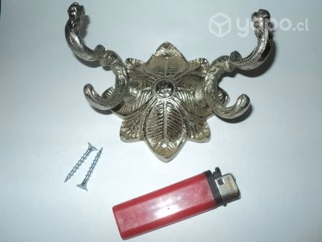 Antiguo Perchero Doble P/baño, Bronce Niquelado