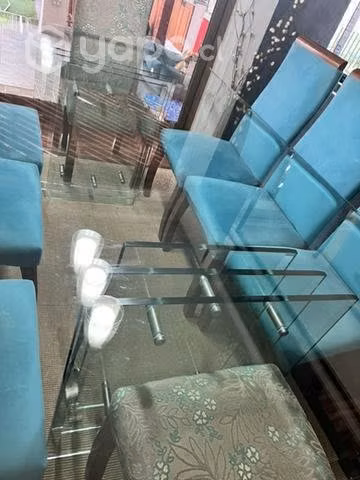 Comedor 8 sillas con mesa Cristal biselado