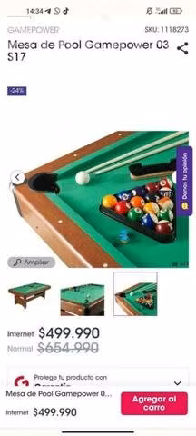 Mesa de pool gamerpower modelo 03 S17