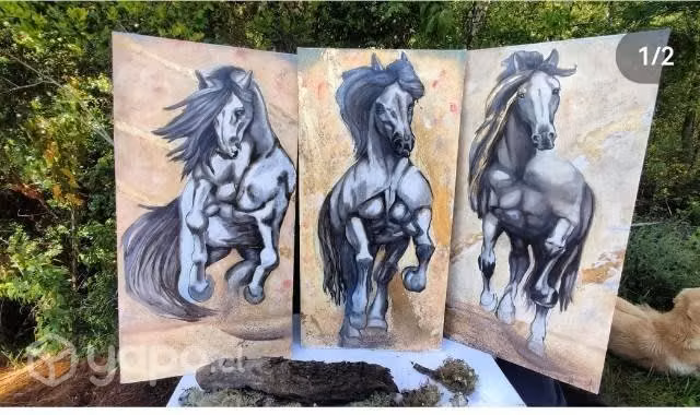 Caballos subrealistas al óleo