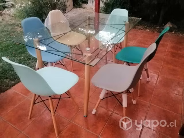 Moderno Comedor vidrio 6 sillas Bilund Attimo nue