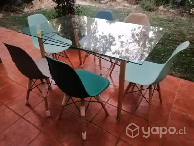Moderno Comedor vidrio 6 sillas Bilund Attimo nue