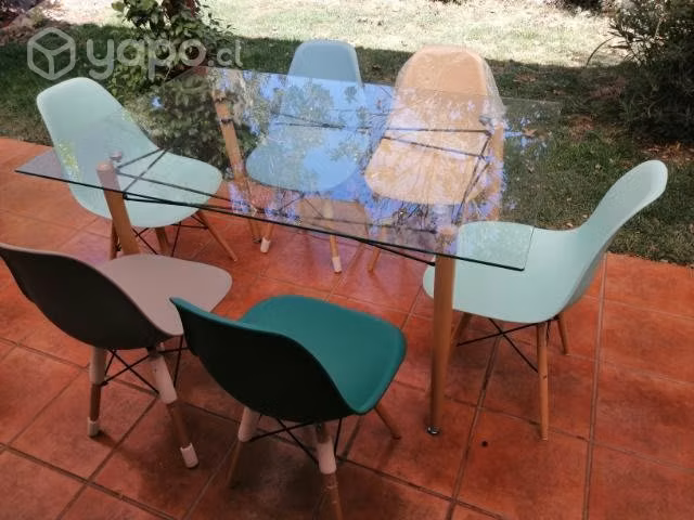 Moderno Comedor vidrio 6 sillas Bilund Attimo nue