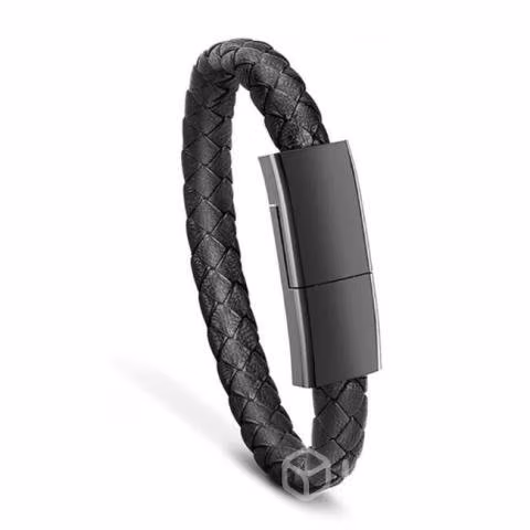 Pulsera Cable Cargador Datos De Cuero Usb A Tipo C - Imagen 3