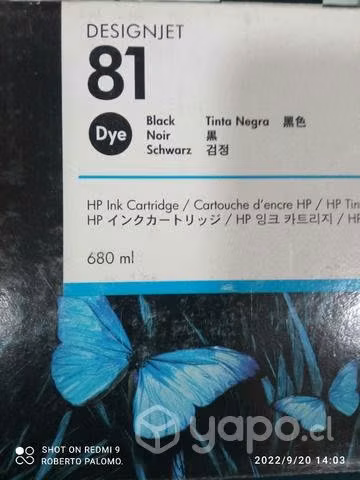 Tinta HP 81 black dye original de 680ml