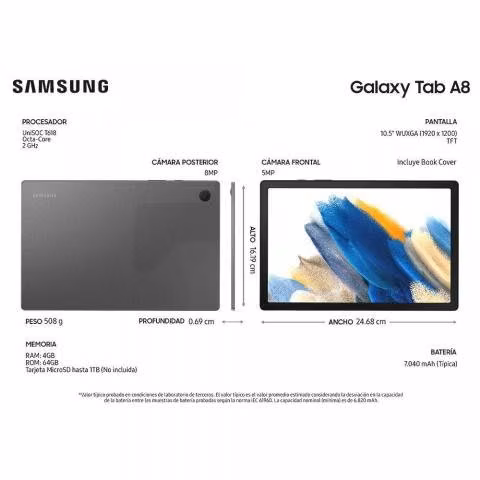 Tablet Samsung Galaxy Tab A8 10.5" 4GB 64GB