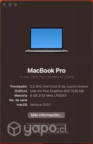 MacBook Pro 13 inch, 8GB RAM, 256 GB memoria SSD