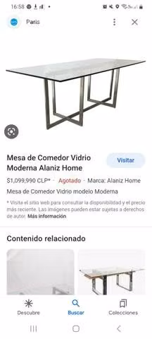 Mesa Comedor Vidrio, marca Moderna de 2 1mts