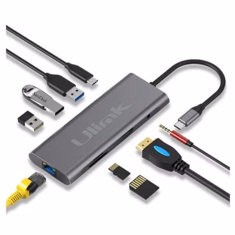 Adaptador usb-c a hdmi, 3 usb 3.0, rj45(lan), 3.5, - Imagen 2