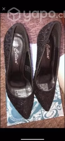Zapatos negros elegantes con taco talla 38