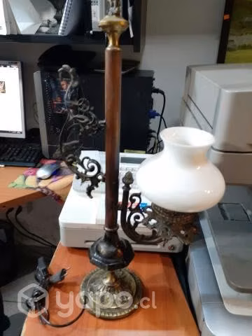 Lámpara antigua de bronce con Tulipa - Imagen 3