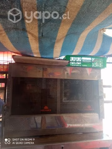 Asadora de pollo y mesón refrigerante