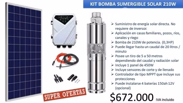 Kit Bomba Sumergible Solar 210W