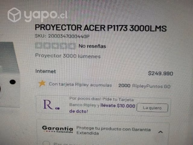 Proyector ACER P1173 3000lms