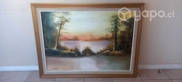 Óleo en Tela tema: ocaso sobre la laguna