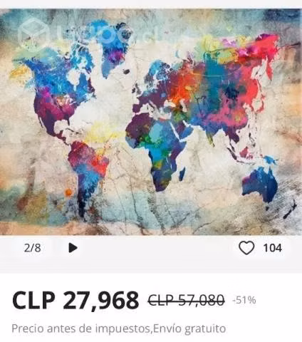 Cuadro mapa del mundo