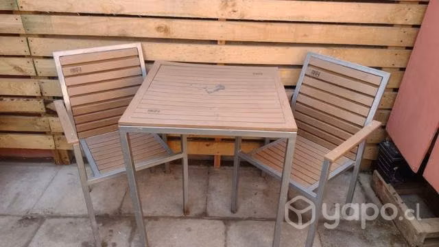 Terraza Pionono Polywood Caoba + 2sillas c/brazos
