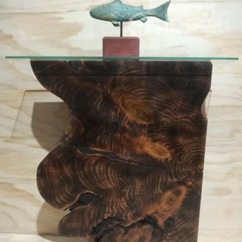 Mesa arrimo madera y vidrio