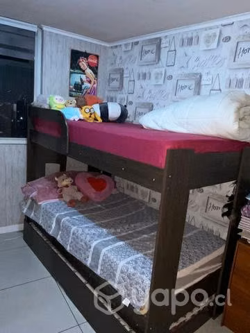 Camarote de madera con cama nido