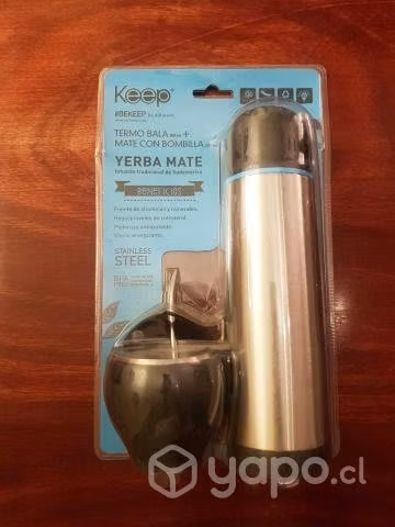 Termo Bala + Mate con Bombilla Keep Nuevo