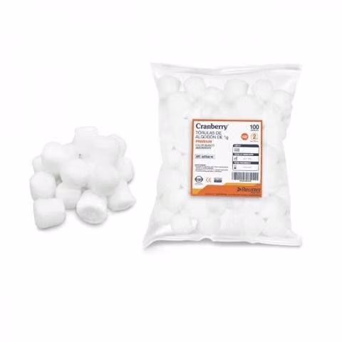 Torulas de algodon 0,5 gr bolsa con 100 unidades