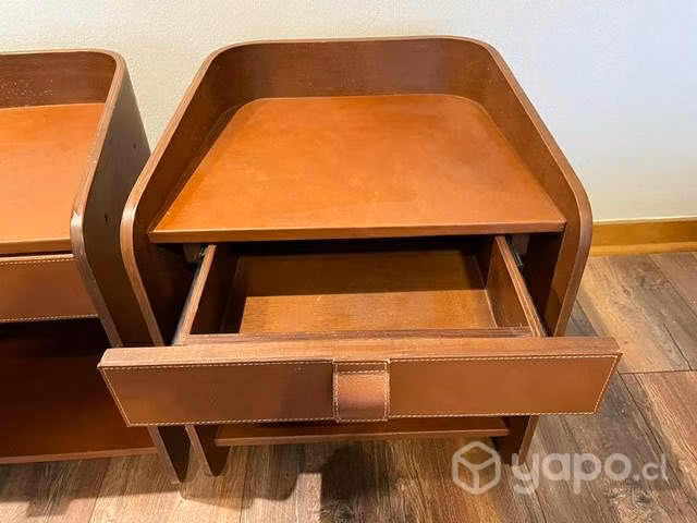 Veladores madera y cuero Café - Imagen 2